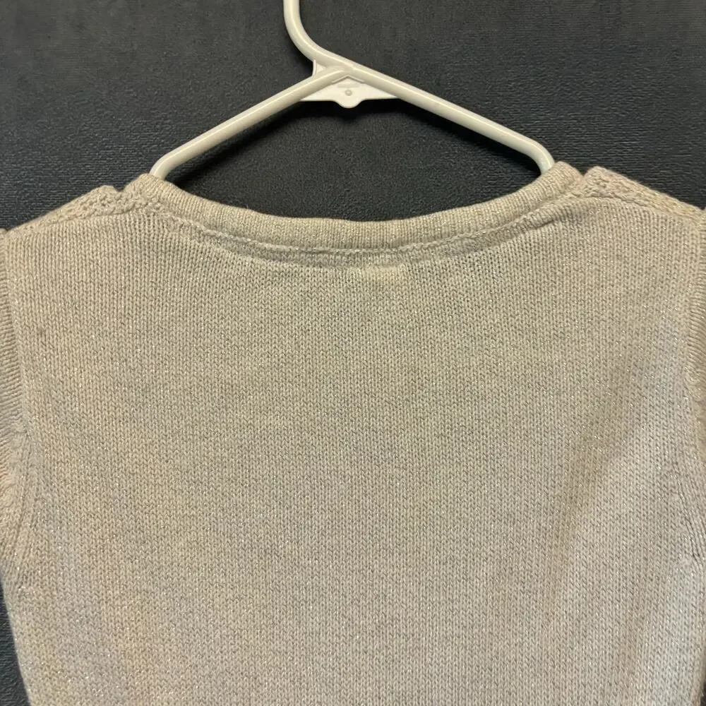 Cherokee Girl Medium Sweater Dress Silver Knit Flower Detail Cottagecore Holiday